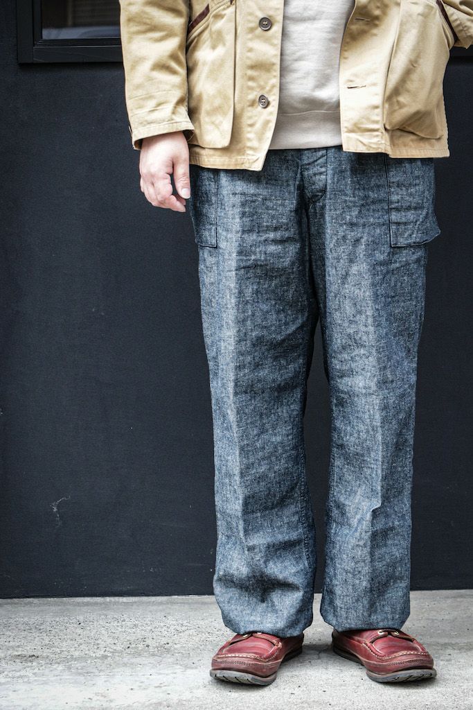 43 Cargo Pants Dungaree Cotton Linen Indigo | ARCH ONLINE SHOP