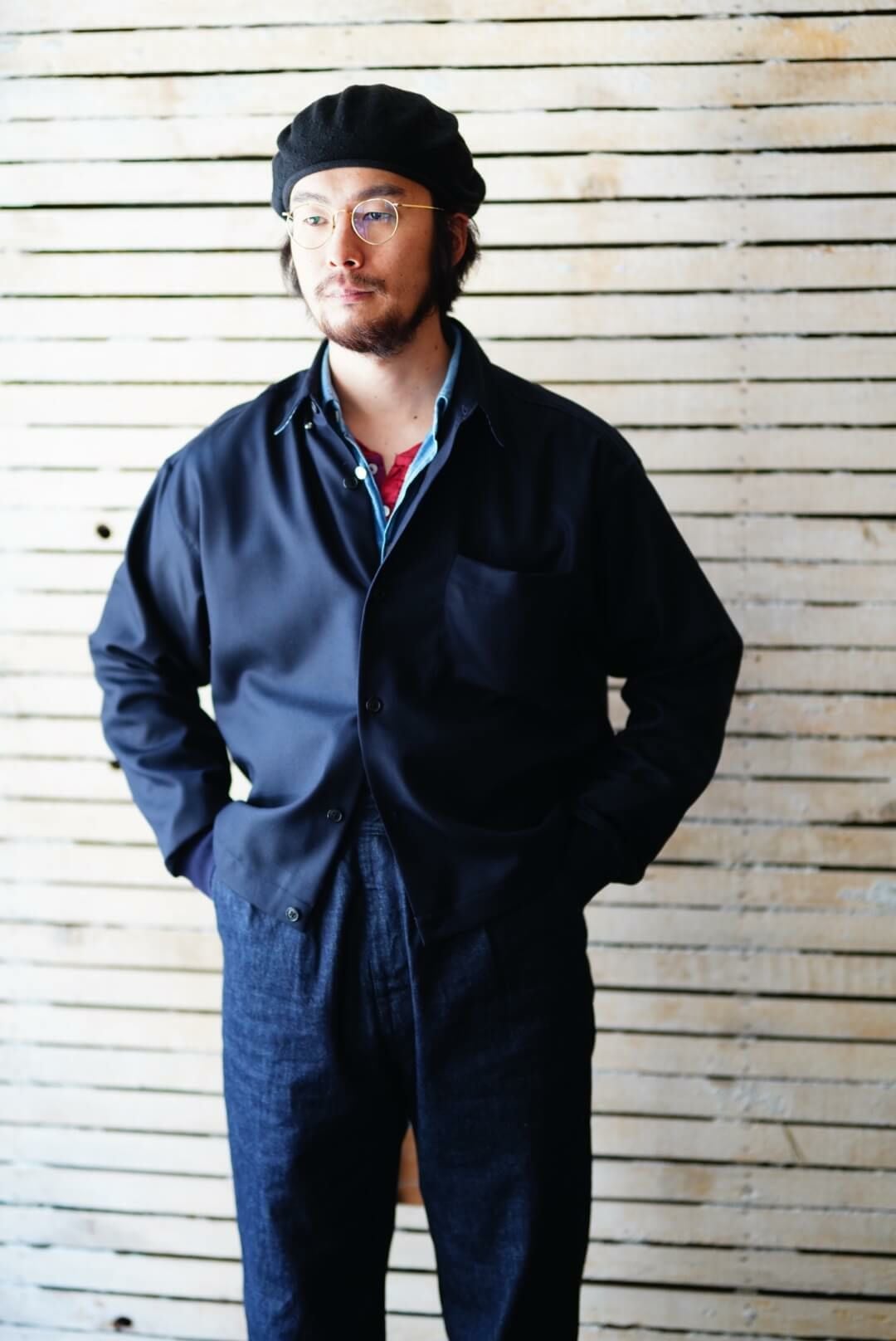 KENNETH FIELD ケネスフィールド ジャケット サイズ:M リップストップ オープンカラー シャツジャケット EZ-JAC アウター ブルゾン イージー ジャック ネイビー 紺 日本製 【メンズ】【中古】 EZ-JAC V | ARCH ONLINE SHOP