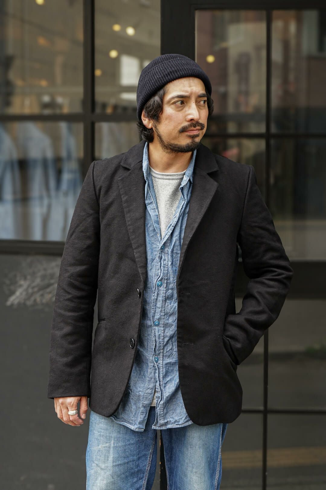 フランクリーダー　ブラックベッドリネン　2Bジャケット　М DEUTSCHLEDER 2B JACKET | ARCH ONLINE SHOP