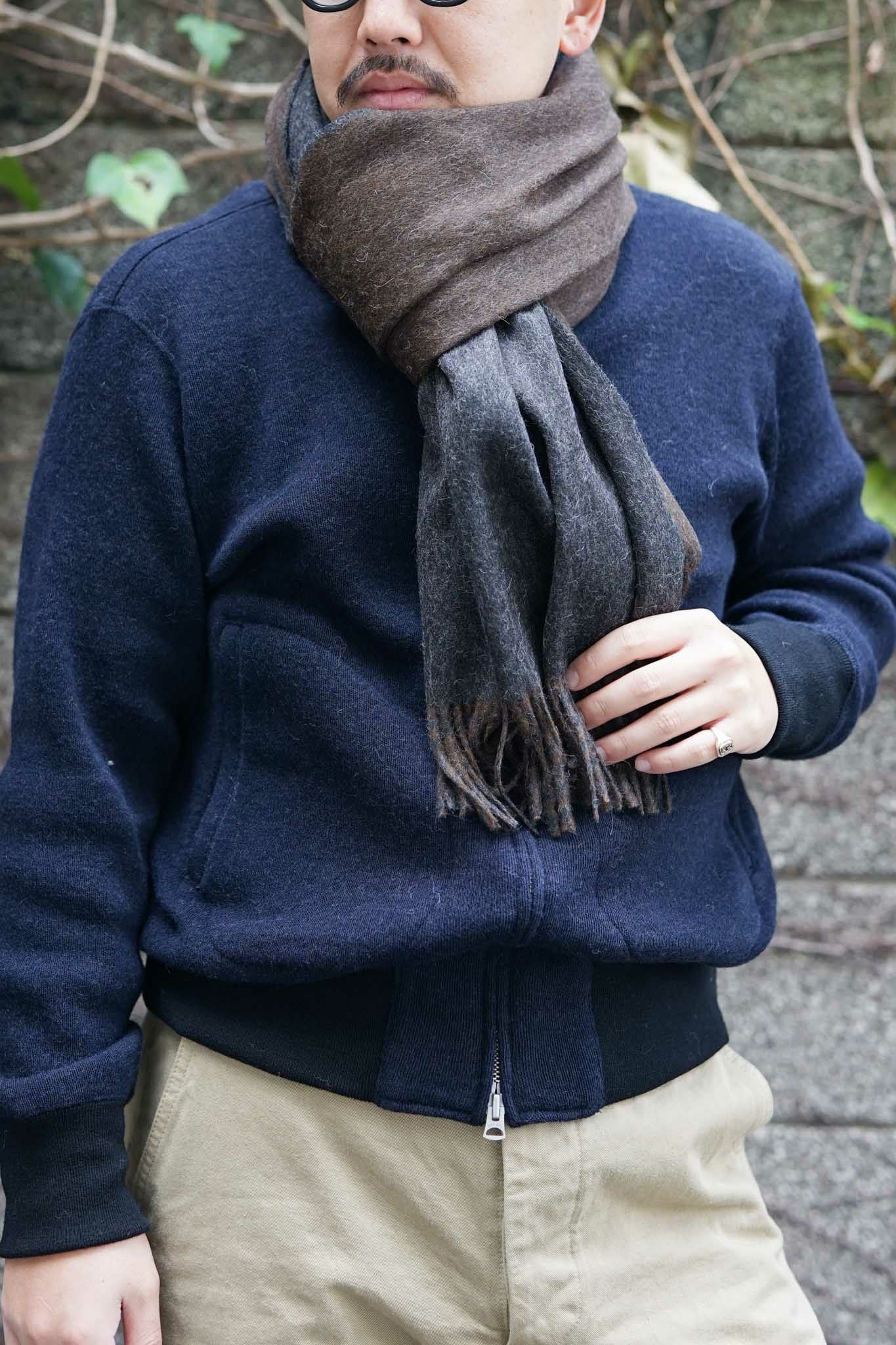 TWO COLOUR LARGE BLUSHED STOLE（BLACK/BROWN） | ARCH ONLINE SHOP