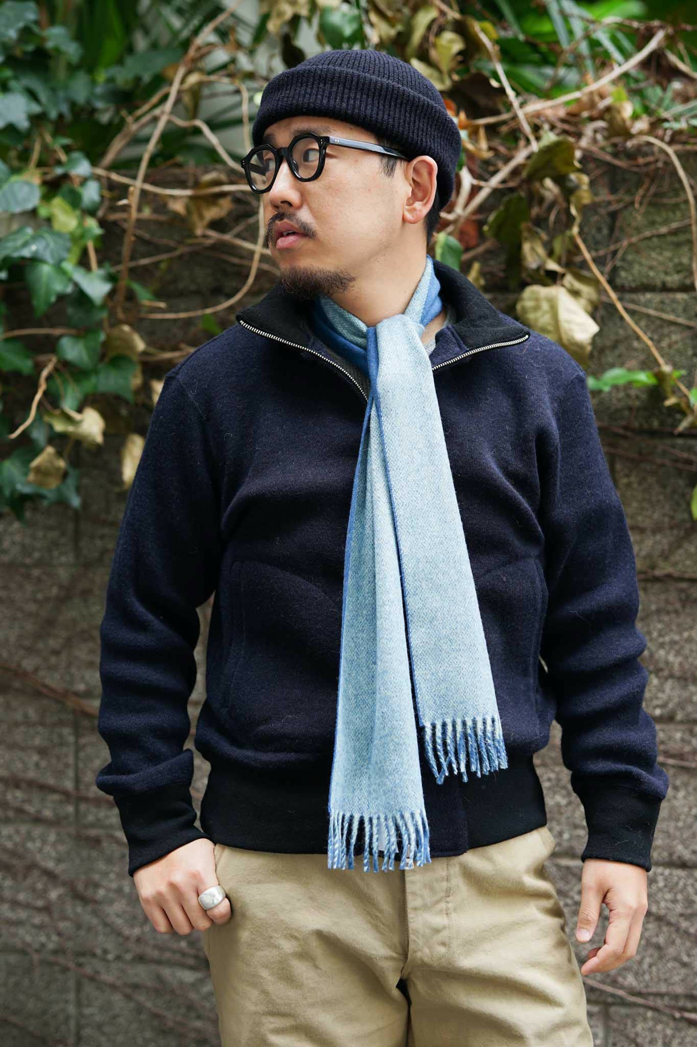 TWO COLOUR BRUSHED NECK SCARF（INDIGO/MINT） | ARCH ONLINE SHOP