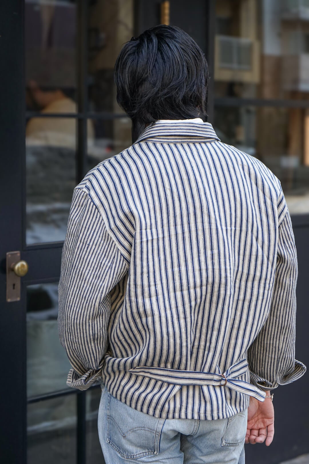 VINTAGE FARMERS LINEN STRIPE CHINCH BACK BLOUSON | ARCH ONLINE SHOP