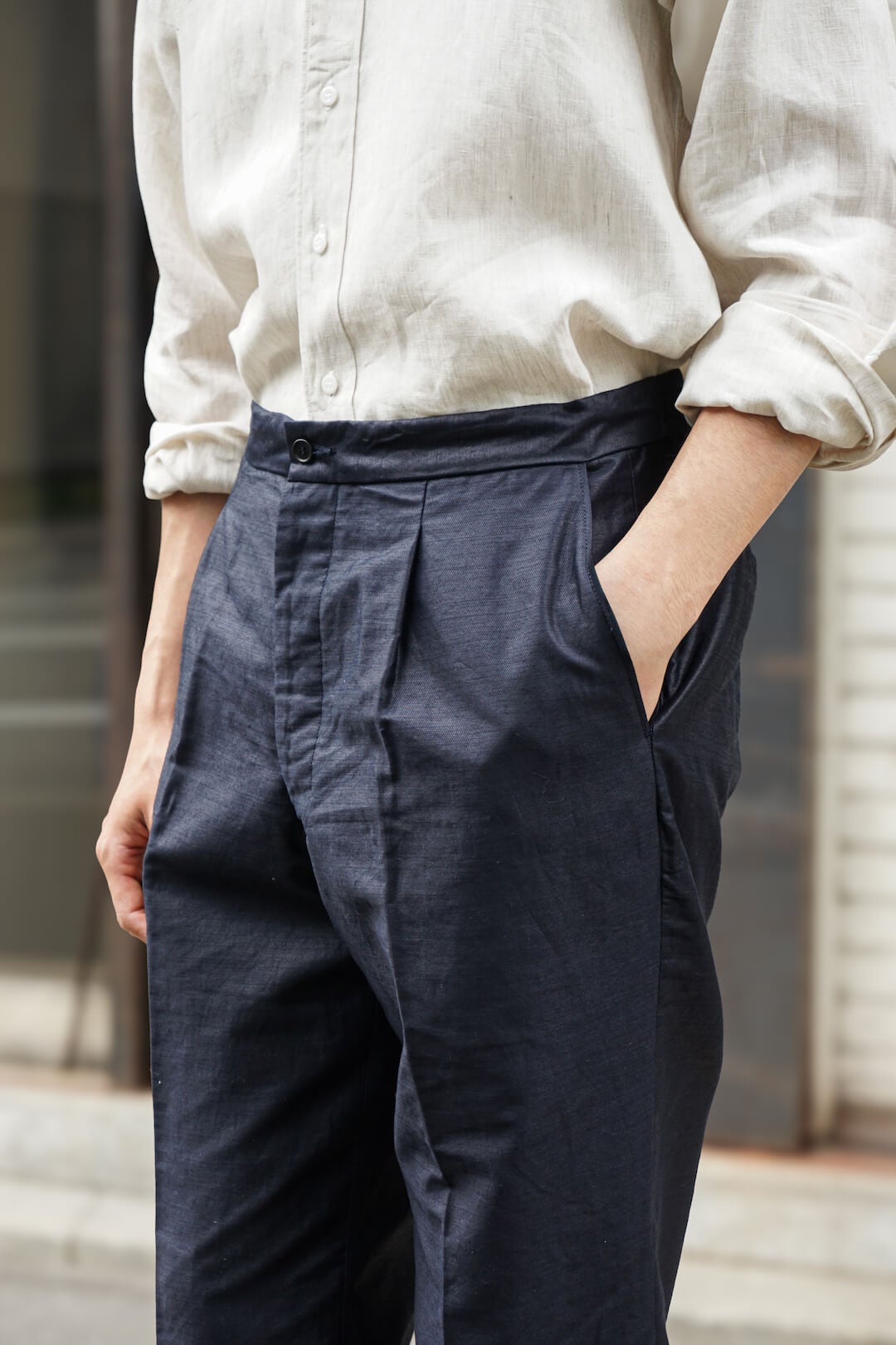 EASY TROUSERS COTTON LINEN（NAVY） | ARCH ONLINE SHOP
